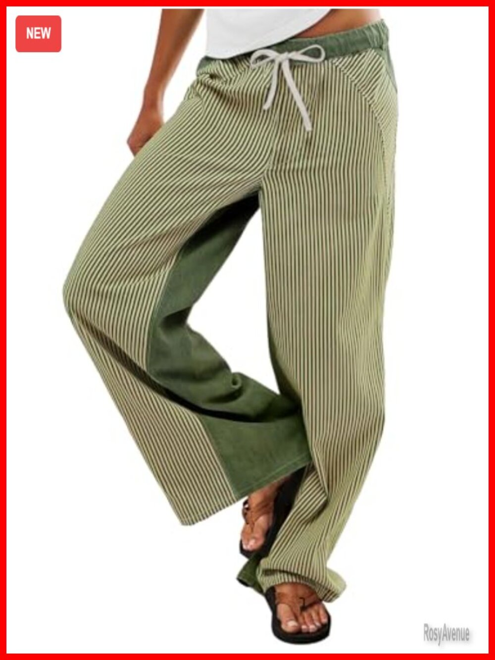 Low Rise Striped Wide Leg Drawstring Boho Jeans Trendy